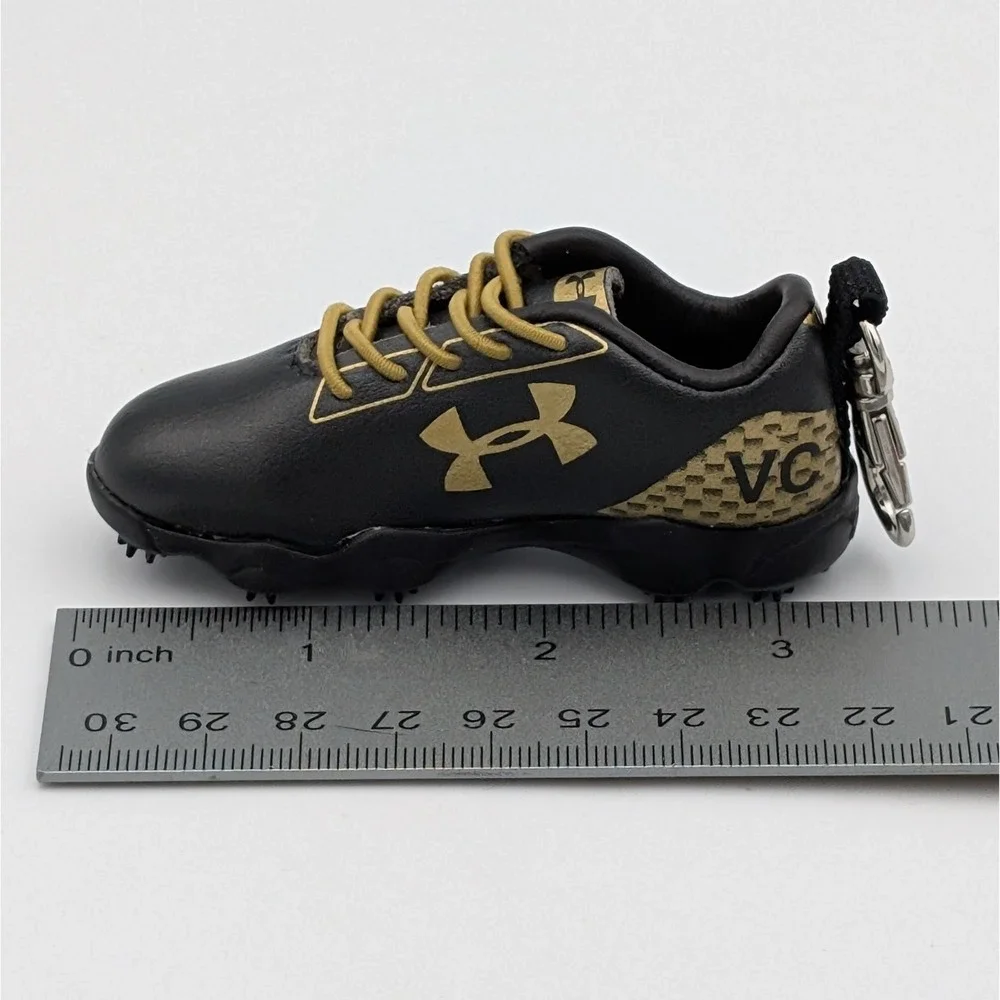 Under Armour Cleat Keychain Black Gold Miniature Shoe Bag Charm Sports Accessory